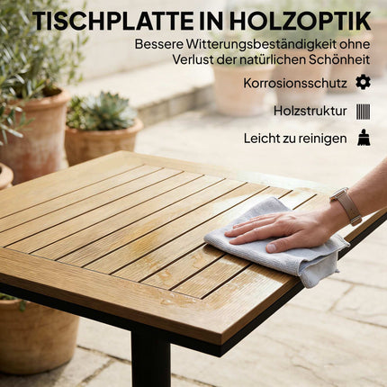 Outdoor Square Table, 70x70 cm, Weatherproof Wood-Look
