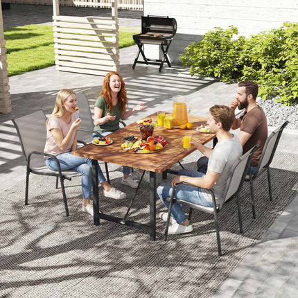 Outdoor Stackable Garden Chairs, Metal Frame, Set of 4