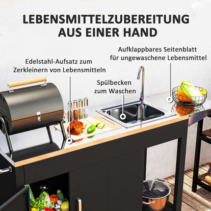 Outdoor Stainless Steel Grill Cart with Sink Station