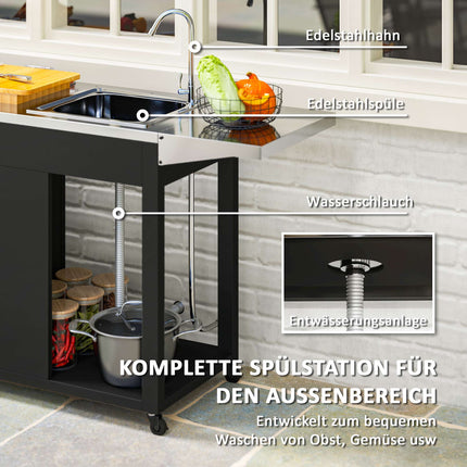 Outdoor Stainless Steel Grill Cart with Sink Station