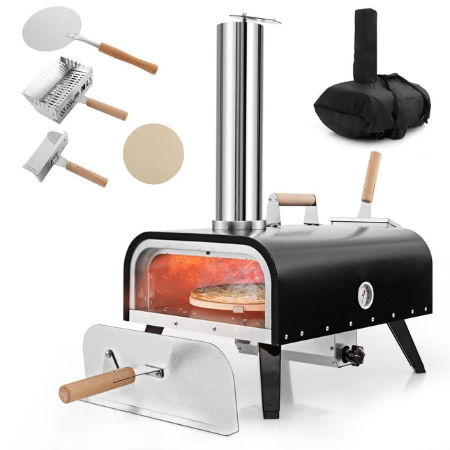 Outdoor Stainless Steel Pizza Oven with Stone & Thermometer