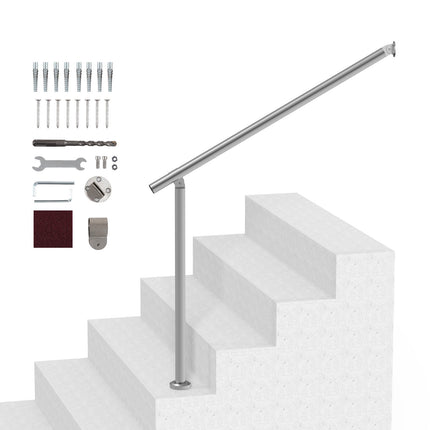 Outdoor Stair Handrail 39.4 In, Stainless Steel, Silver