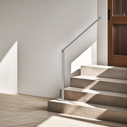 Outdoor Stair Handrail 39.4 In, Stainless Steel, Silver