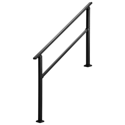 Outdoor Stair Handrail, 4-5 Steps, Black Carbon Steel