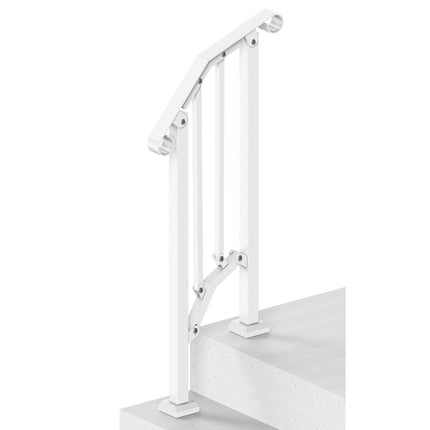 Outdoor Stair Handrail Kit, 1-2 Steps, Carbon Steel, White