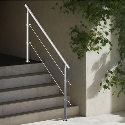 Outdoor Stair Handrail, Stainless Steel, 180 cm, 2 Rails