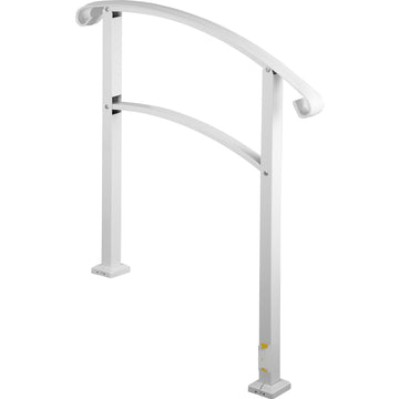Outdoor Stair Handrail, Wrought Iron, White, 3-Step Kit