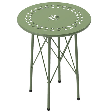 Outdoor Steel Coffee Table, Floral Design, Adjustable Pads