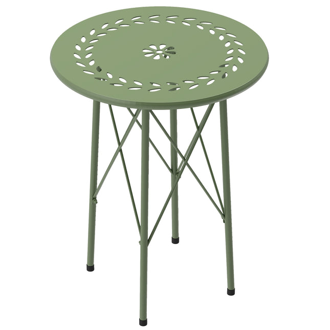 Outdoor Steel Coffee Table, Floral Design, Adjustable Pads