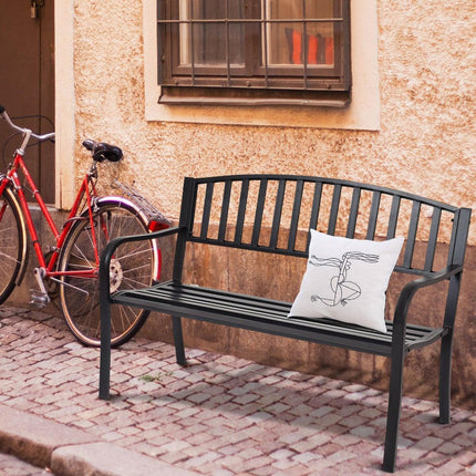 Outdoor Steel Garden Bench, Weather-Resistant, 280kg Capacity