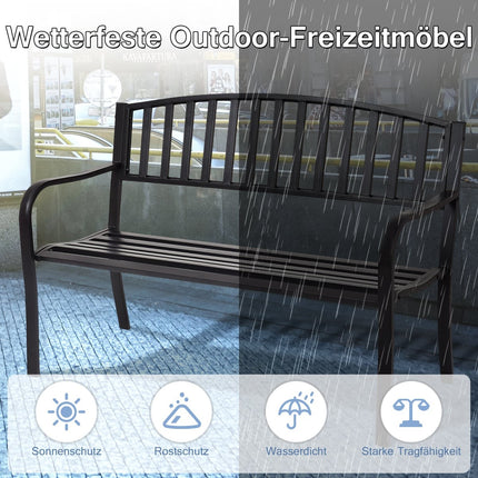 Outdoor Steel Garden Bench, Weather-Resistant, 280kg Capacity