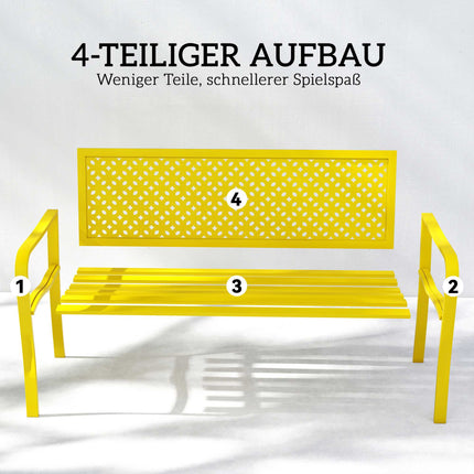 Outdoor Steel Garden Bench, Yellow, 2-Seater, Rust-Resistant