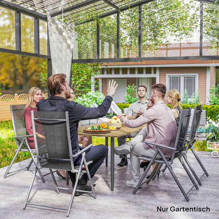 Outdoor Steel Patio Table with Umbrella Hole, 150x90 cm, Brown