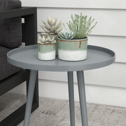 Outdoor Steel Side Table, Round, Grey, Ø40 x 50H cm
