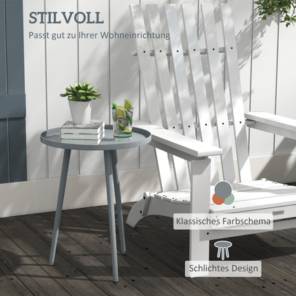 Outdoor Steel Side Table, Round, Grey, Ø40 x 50H cm