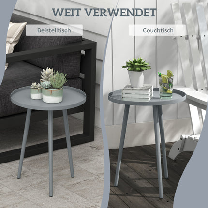 Outdoor Steel Side Table, Round, Grey, Ø40 x 50H cm