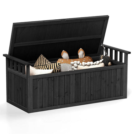 Outdoor Storage Bench, 2-Seater with Armrests, Black