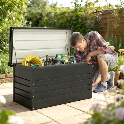 Outdoor Storage Box, 450L Steel, Lockable, Waterproof