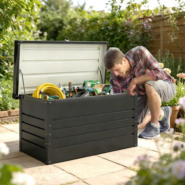 Outdoor Storage Box, 450L Steel, Lockable, Waterproof