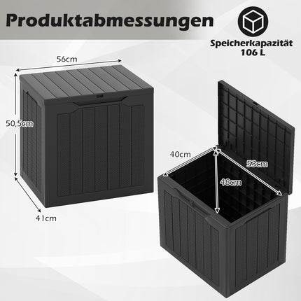 Outdoor Storage Box 96L, Lockable Lid, Rattan Look, Black