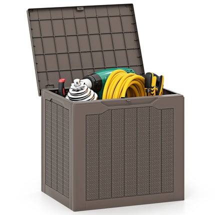 Outdoor Storage Box 96L, Lockable Lid, Rattan Look, Brown