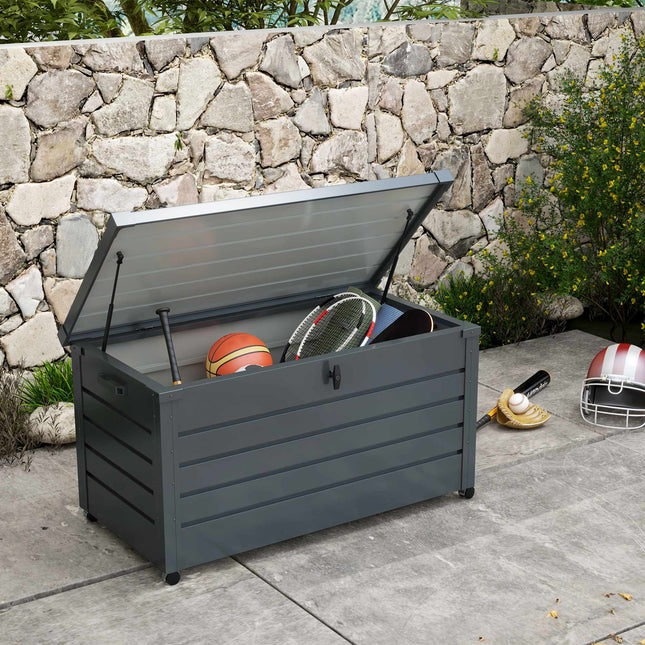 Outdoor Storage Box, Waterproof, 311L, Dark Grey, Steel