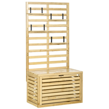 Outdoor Storage Box with Trellis, 4 Shelves, Solid Wood