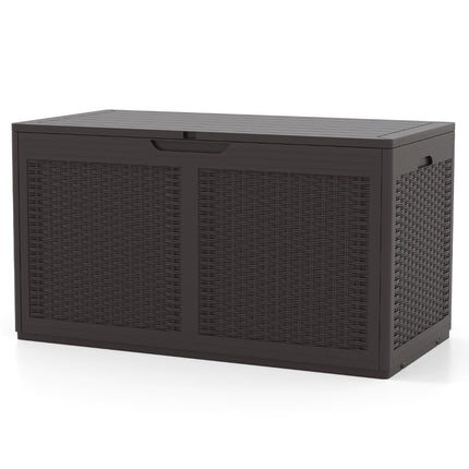 Outdoor Storage Box with Wheels, 380L, Waterproof, Brown