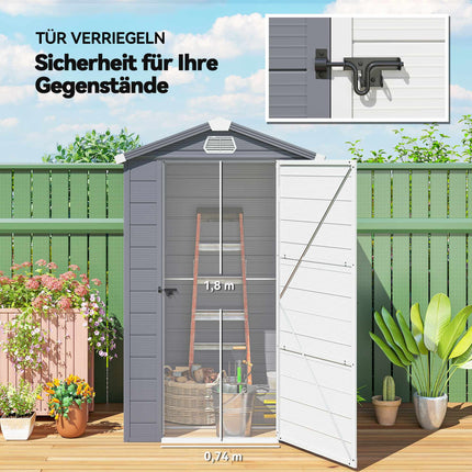 Outdoor Storage Shed, 1.1m², Polypropylene, Lockable Door