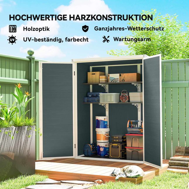 Outdoor Storage Shed, 134x68.5x170 cm, Lockable Doors