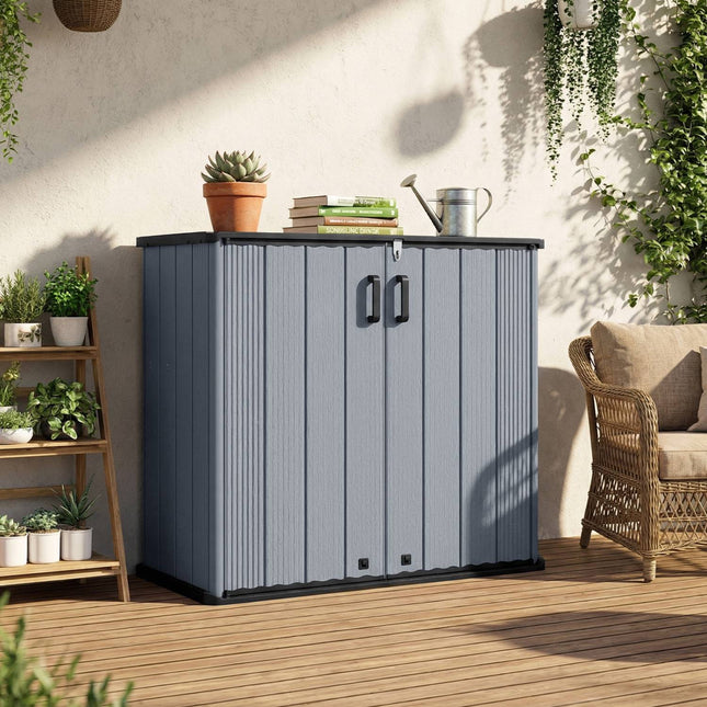 Outdoor Storage Shed, 23.5 Cu.ft, Lockable, Gray