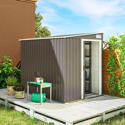Outdoor Storage Shed, 7x5 ft, Galvanized Steel, Ventilated