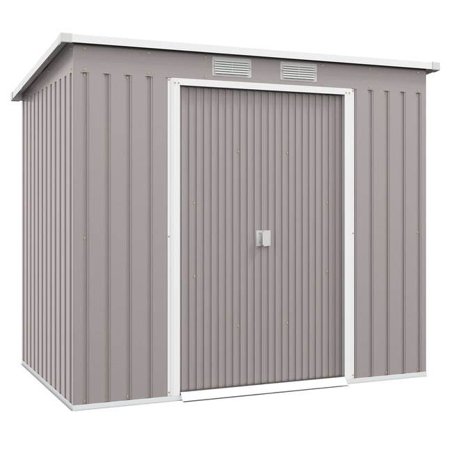 Outdoor Storage Shed, Vent Windows, Sliding Doors, Steel, 213x130x172 cm