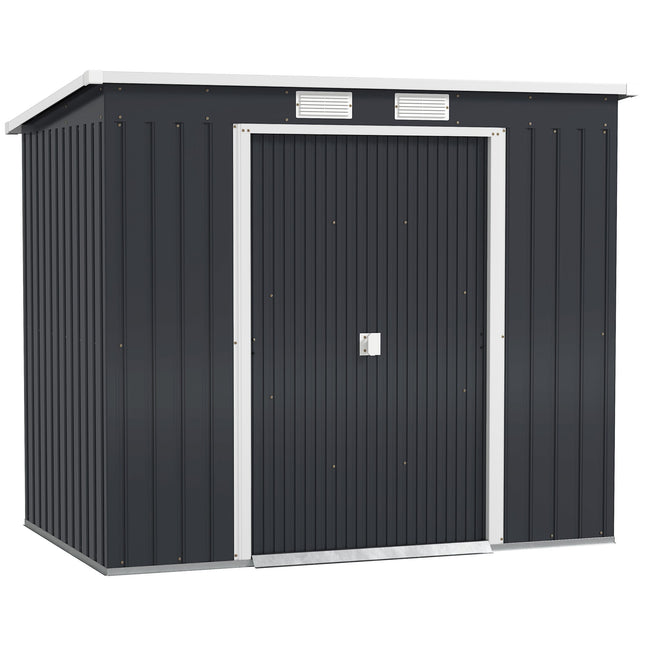Outdoor Storage Shed, Vent Windows, Sliding Doors, Steel, 213x130x172 cm