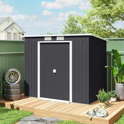 Outdoor Storage Shed, Vent Windows, Sliding Doors, Steel, 213x130x172 cm