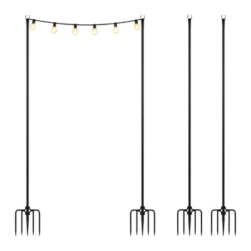 Outdoor String Light Poles, 3m, Black, Set of 4