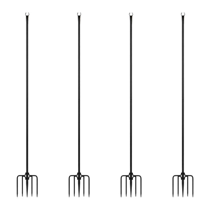 Outdoor String Light Poles, 3m, Black, Set of 4