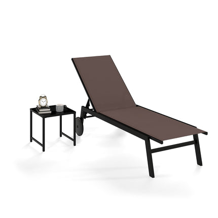 Outdoor Sun Lounger Set with Adjustable Backrest & Table