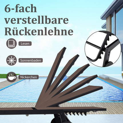 Outdoor Sun Lounger Set with Adjustable Backrest & Table