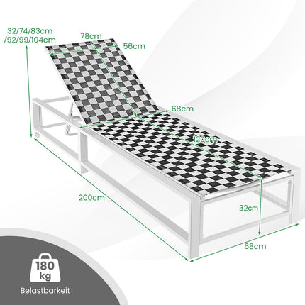 Outdoor Sun Lounger with Wheels, Adjustable Backrest, 180kg Capacity