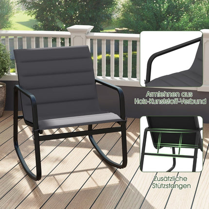 Outdoor Swing Bistro Set – 2 Chairs & Glass Table, Grey