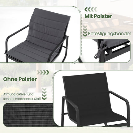 Outdoor Swing Bistro Set – 2 Chairs & Glass Table, Grey