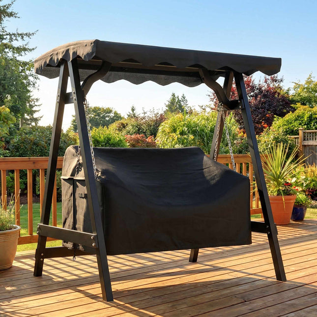 Outdoor Swing Cover, Waterproof PU Oxford Fabric, Black