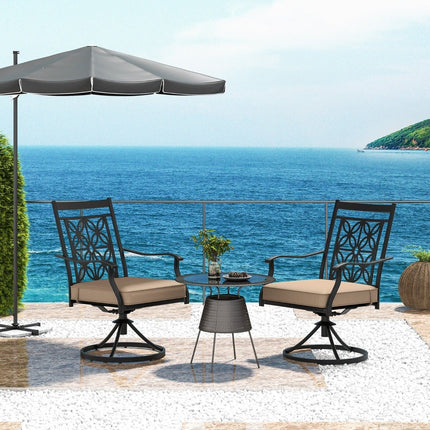 Outdoor Swivel Chairs Set of 2, Weatherproof, Floral Back