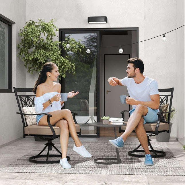 Outdoor Swivel Chairs Set of 2, Weatherproof, Floral Back
