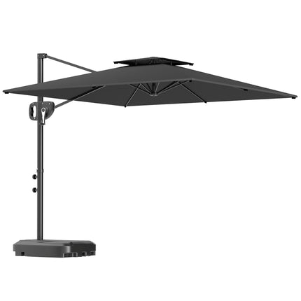 Outdoor Tilt Umbrella with Base, UV Protection, Dark Grey