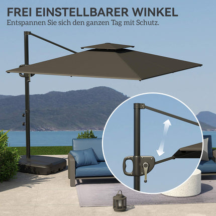 Outdoor Tilt Umbrella with Base, UV Protection, Dark Grey