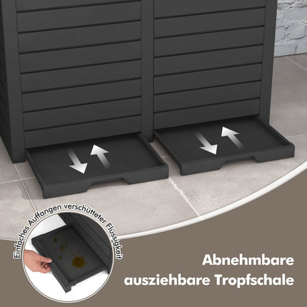 Outdoor Trash Bin, 235L, Dual Compartment, Black