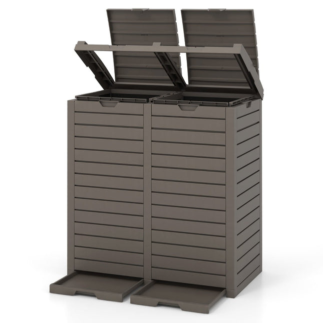 Outdoor Trash Bin, 235L, Dual Compartments, Weatherproof