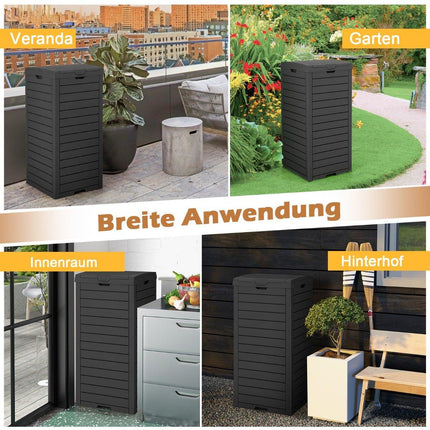 Outdoor Trash Can with Lid, Pull-Out Tray, 118L, Black